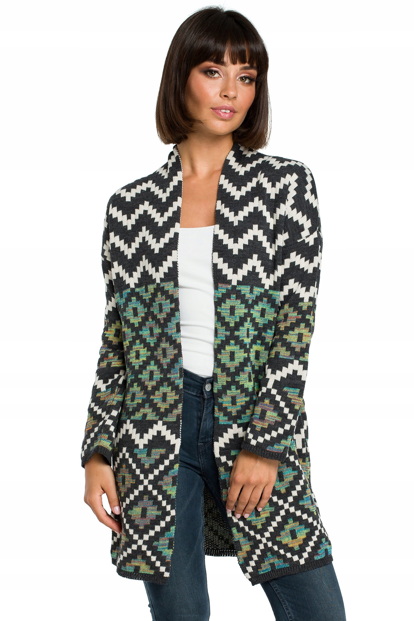 

BK007 Kardigan W -onesize- Czarny/zielony Be Knit