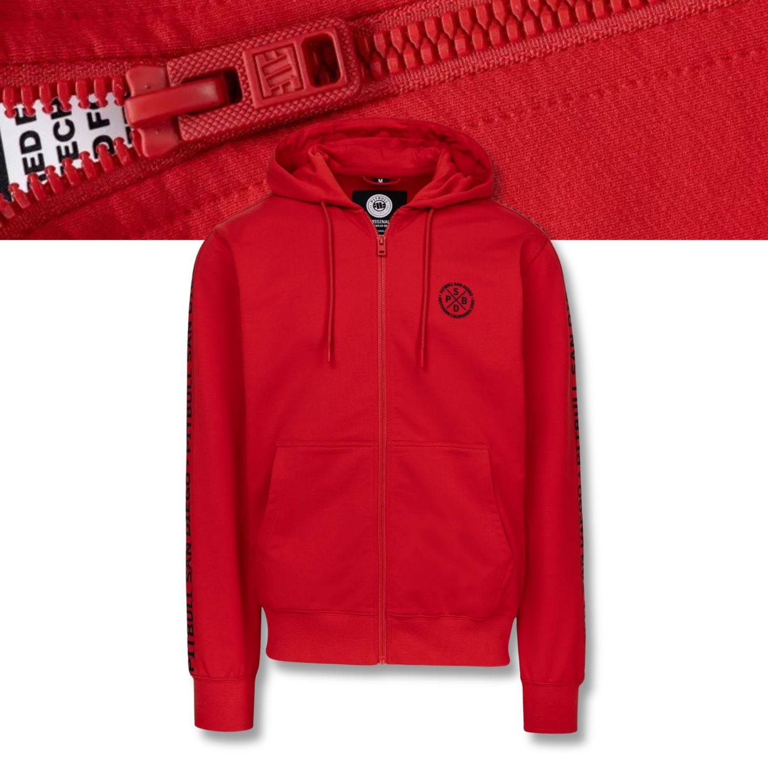 Pánská Rozepínací Mikina s kapucí Pitbull Tape Parker lampasy pohodlná S