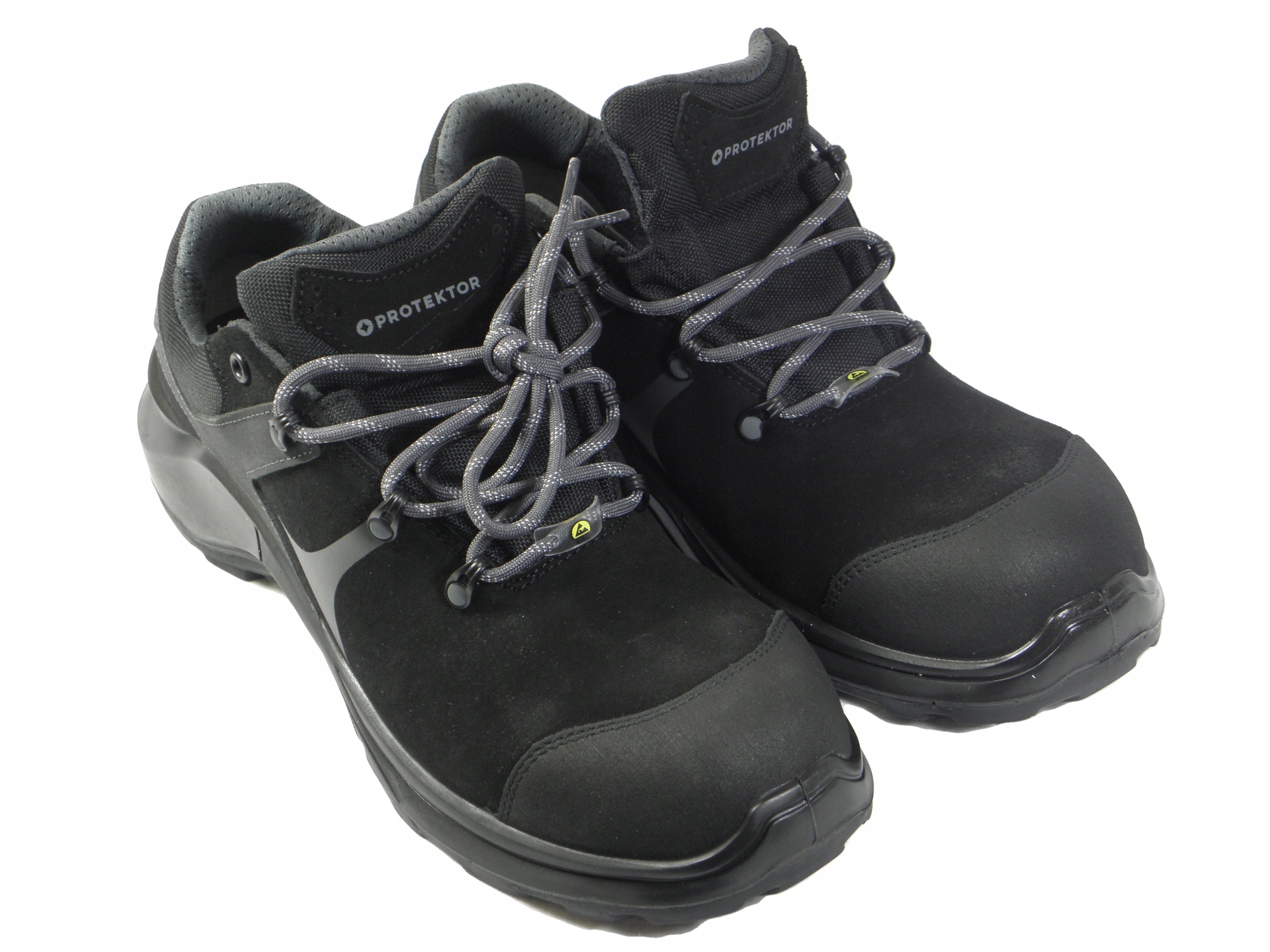 Buty robocze S3 Protektor Czarne półbuty welurowe Rozmiar 45