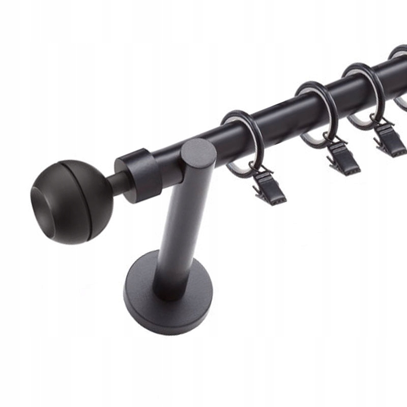 

Pojedynczy karnisz średnica 19 mm czarny 220 cm