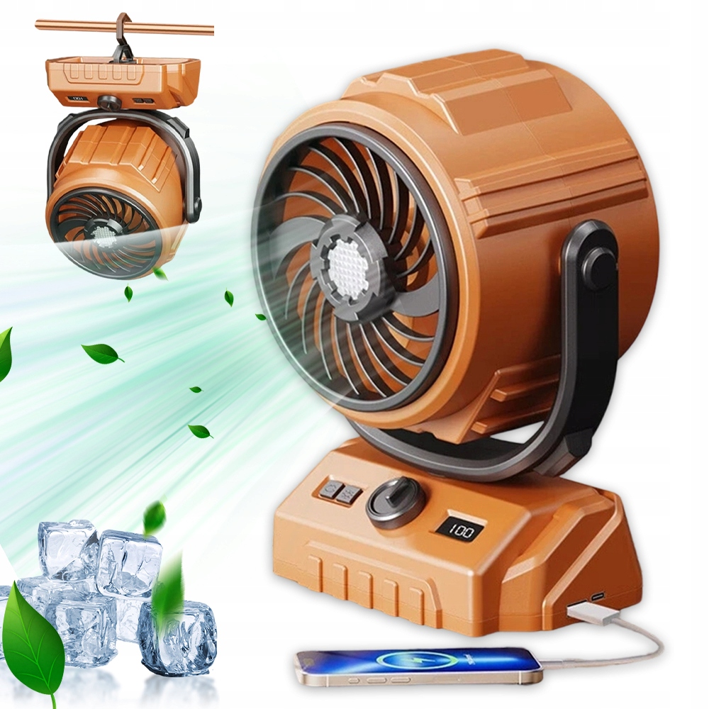 Outdoorový Ventilátor S Baterií 6000 Mah A Funkcí Nabíjení Zařízení