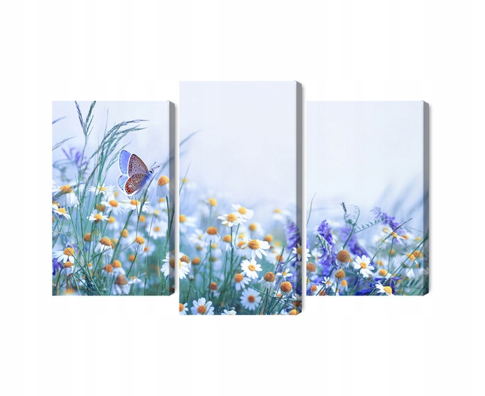 Viacdielny obraz Motýľ a Poľné Kvety Canvas 150x100