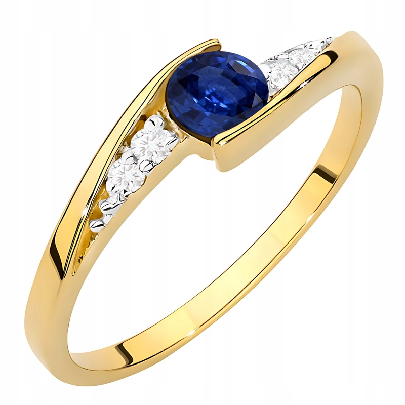 Zlatý Prstýnek ryzosti 585 se Safírem a Brilianty
