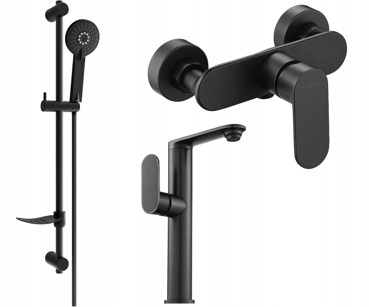 Mexen Milo DF40 Čierna Sprchová Súprava s Posuvným Držiakom