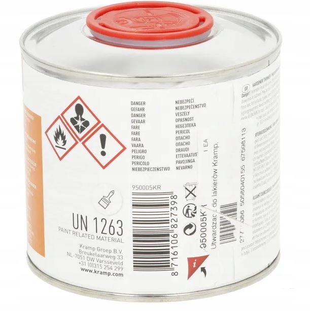 ROZCIEŃCZALNIK UTWARDZACZ 2w1 DO FARB LAKIERÓW KRAMP Z UTWARDZACZEM 0,5L Rodzaj akrylowe
