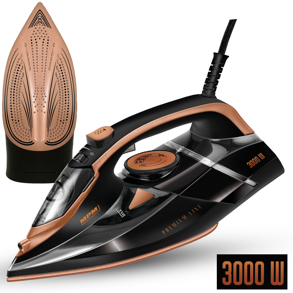 Żelazko parowe Ceramiczne Mocne ze stopą ceramiczną 3000W czarne