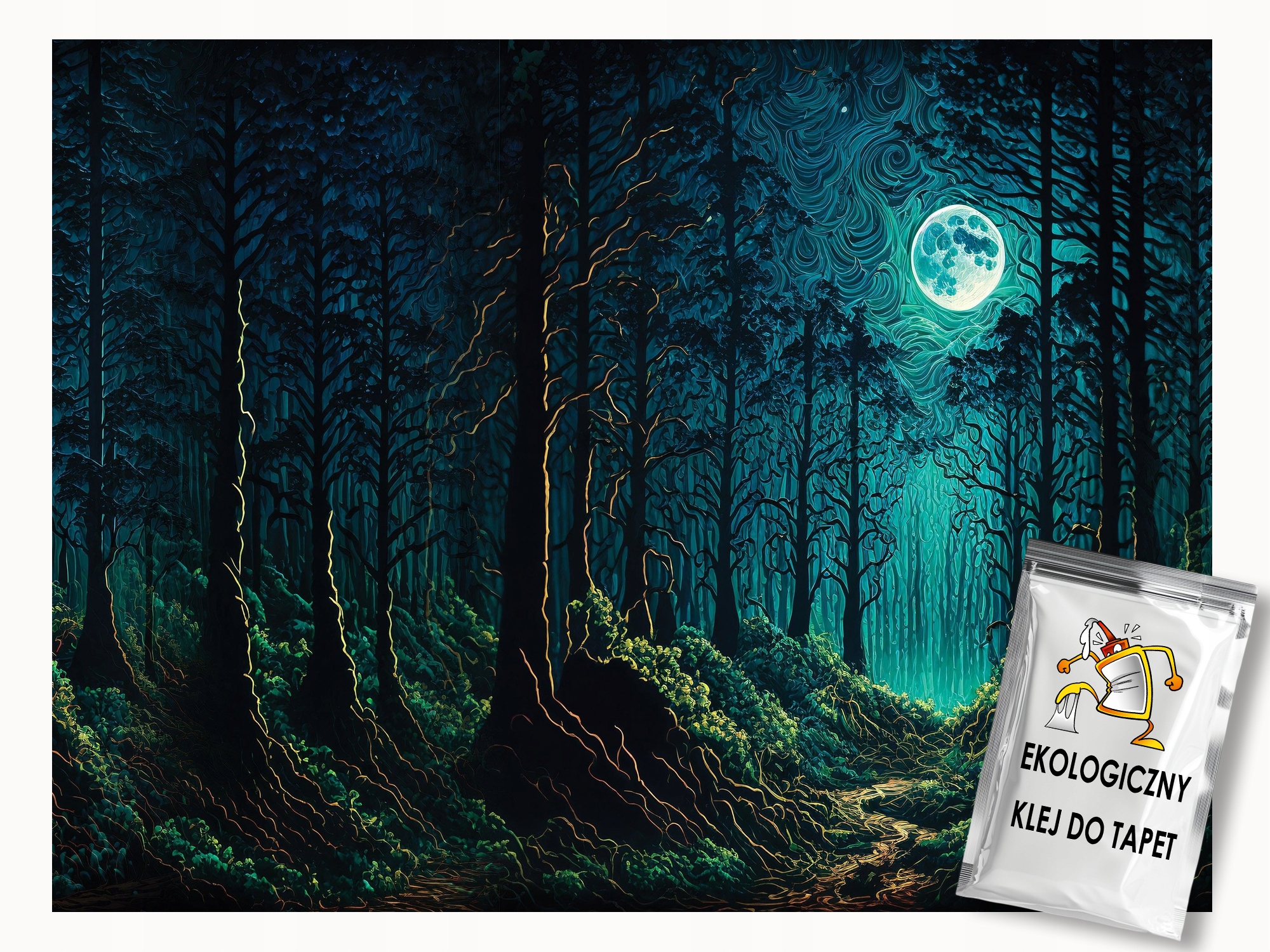 Fototapeta Flizelina Grafika Krajina Les Stromy Noc Měsíc 400x280 lepidlo