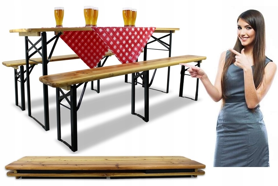 Zestaw Biesiadny Piwny Cateringowy ławki stół Mebli DomcarGardenline 180cm