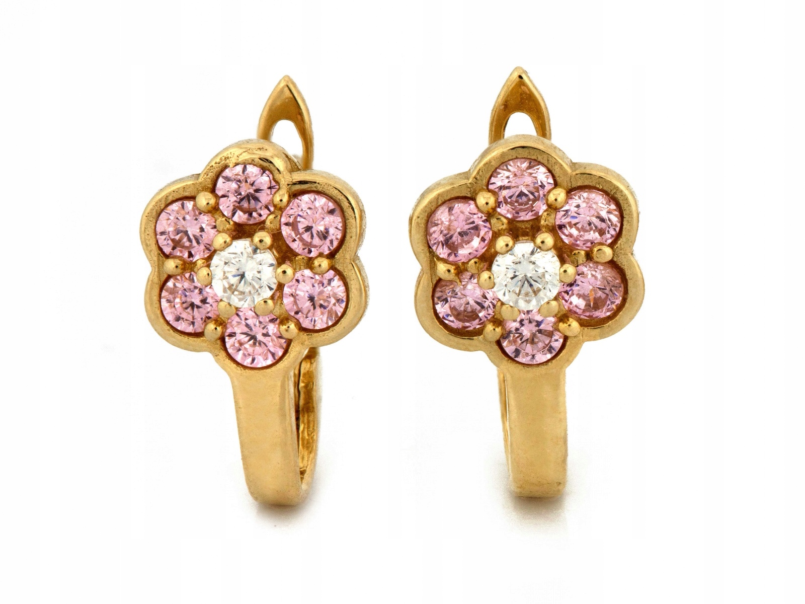 Zlaté Náušnice 585 anglické pro dívku s květinami pro svaté přijímání