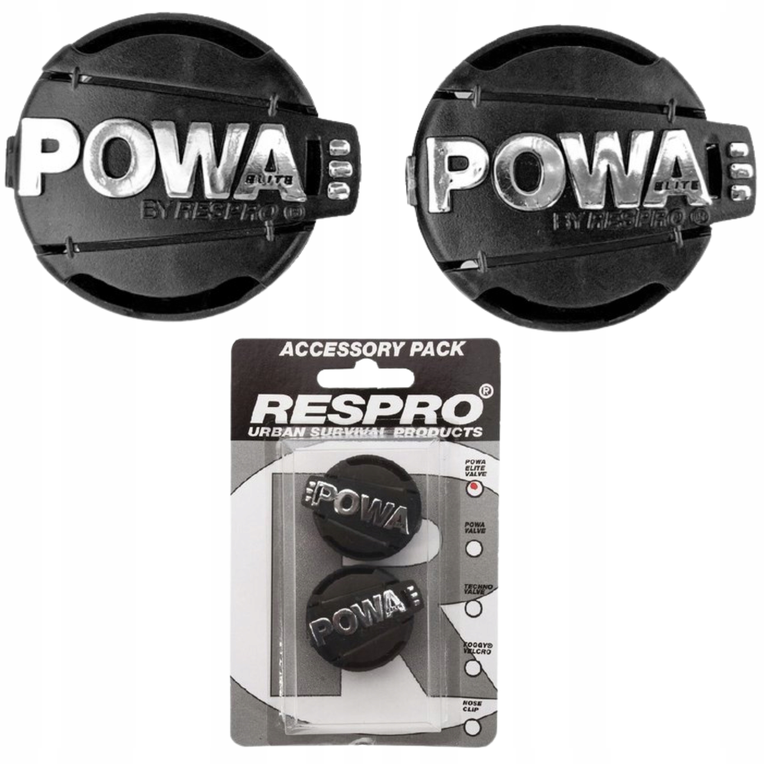 Respro zawory Powa Elite Valve Pack Black/Silver