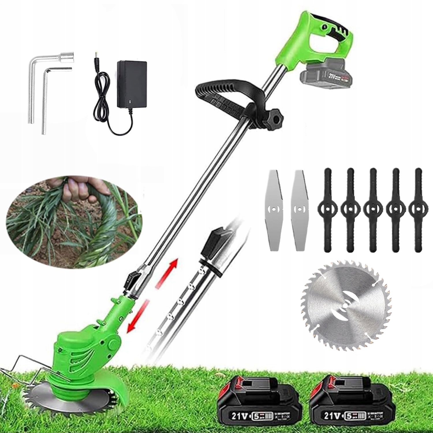 Aku Strunová Sekačka, Vyžínač Na Trávy Set 2xAKU 21V 2AH