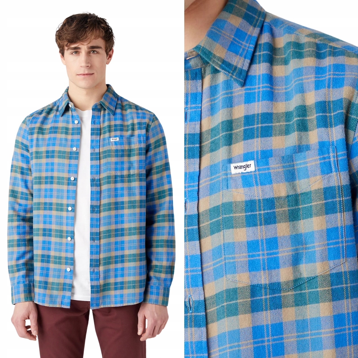 Wrangler 1 Pocket Shirt Chinchilla Kostkovaná Košile Regular Fit M