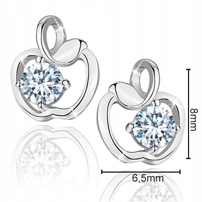 SREBRNE KOLCZYKI DLA DZIEWCZYNKI JABŁUSZKA GRAWER Marka Mennica Bydgoska