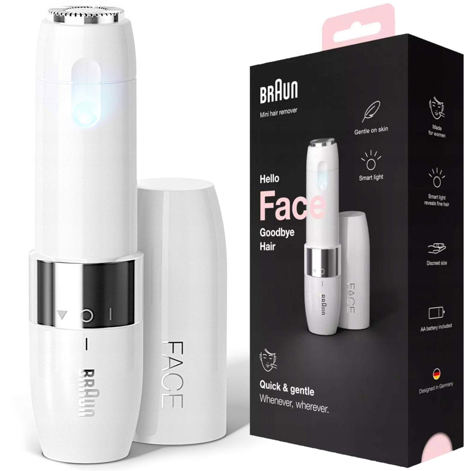 Braun Face Mini FS1000 – kompaktowa golarka do twarzy dla kobiet, biały