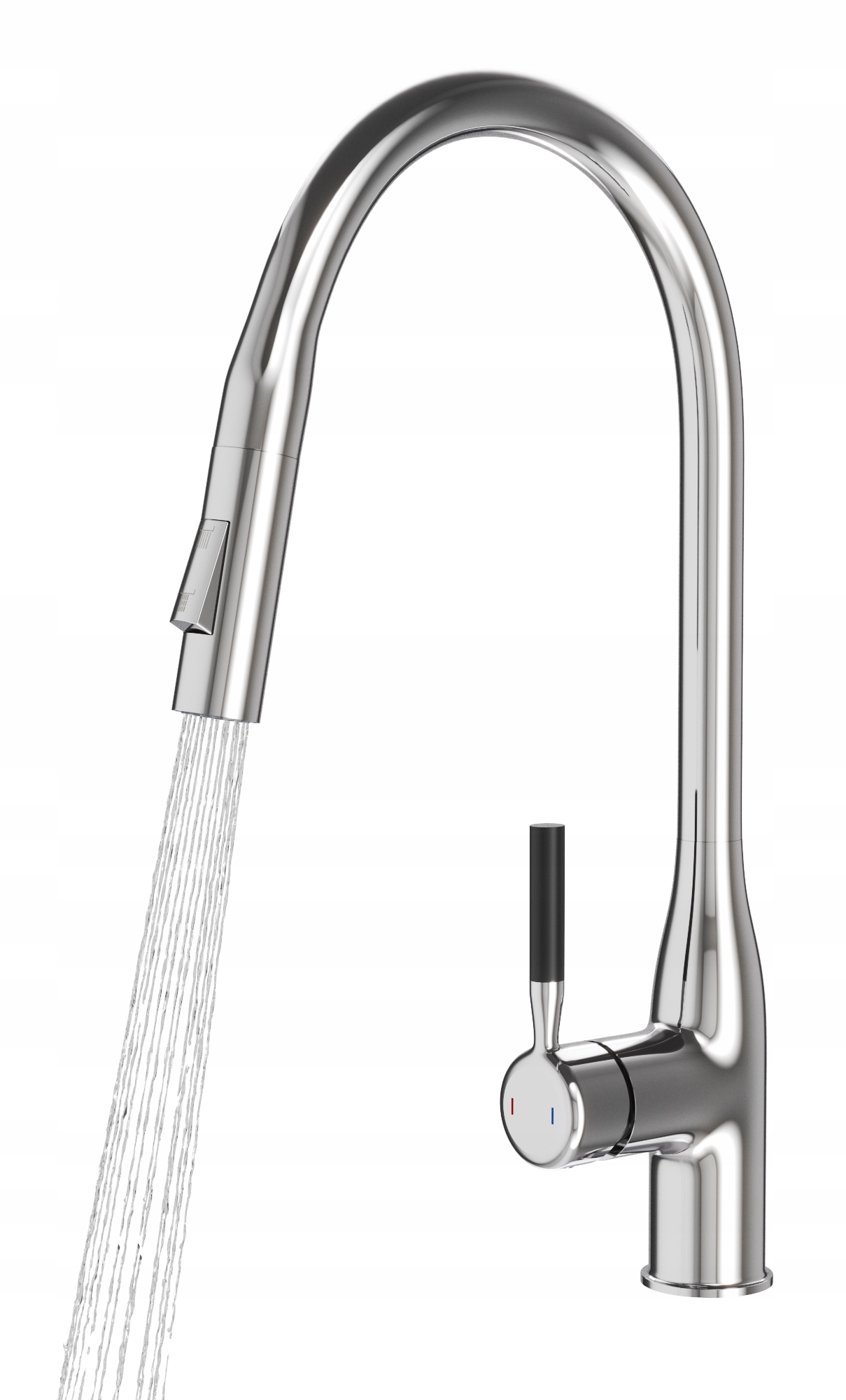 Dvojfunkčný Kohútik, Kuchynská Batéria, Výsuvný Výtok, Strieborný Chróm, Fossa