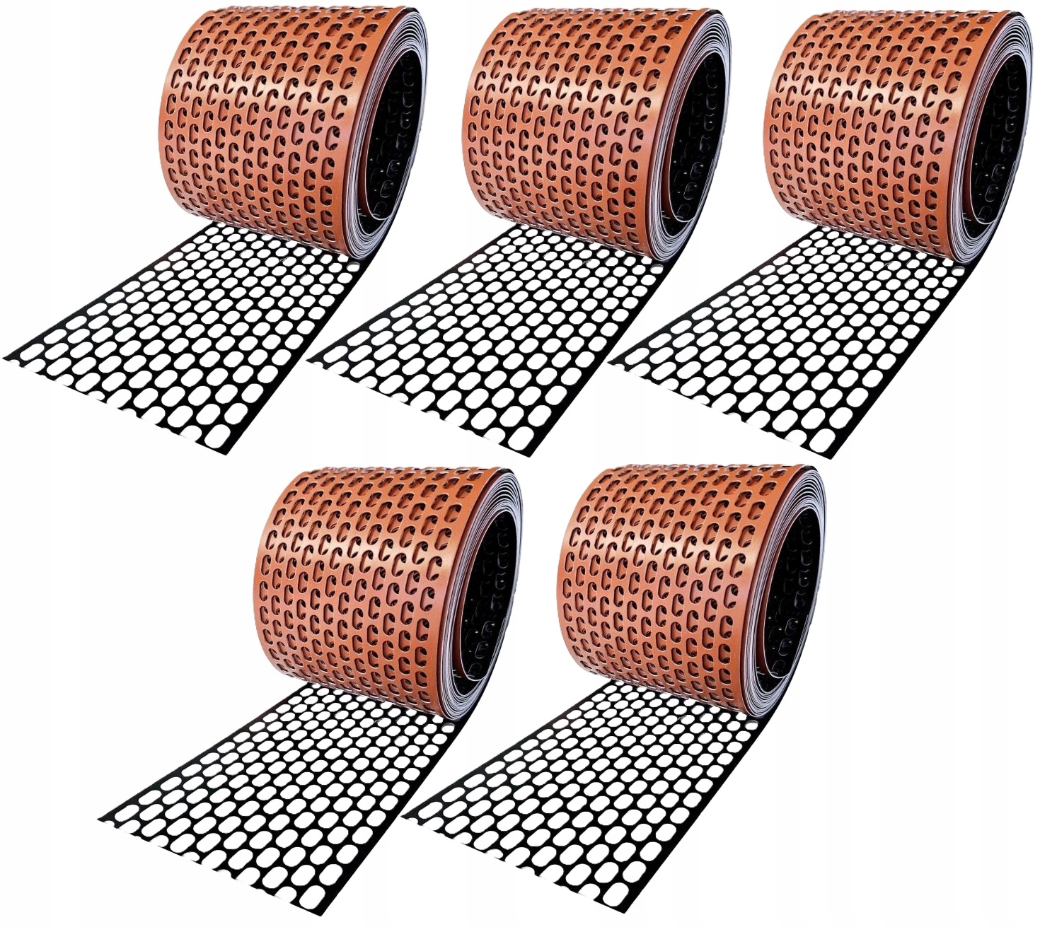 5x Kratka Okapowa Aluminiowa Na Ptaki Siatka Okapu 100mm 5mbCZARNA/CEGLASTA
