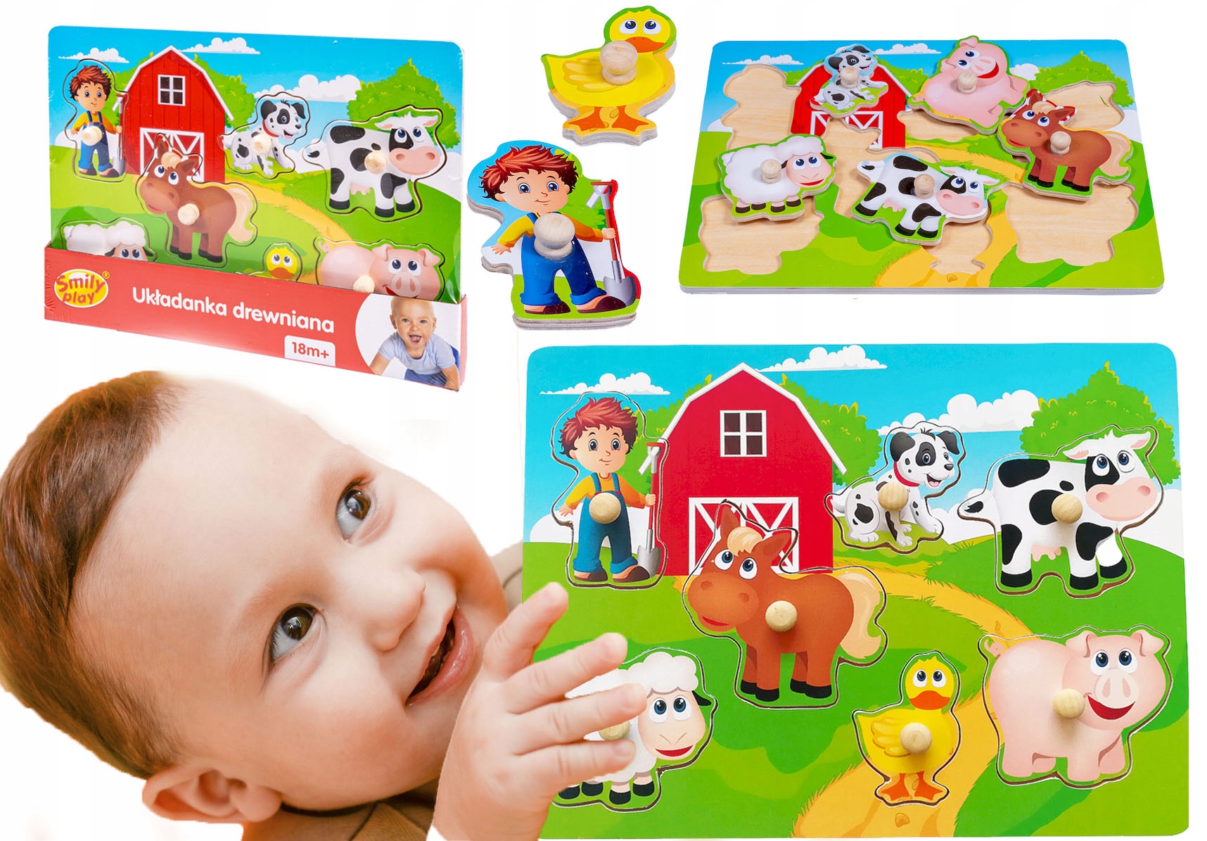 

Smily Play Układanka edukacyjna drewno zwierzęta