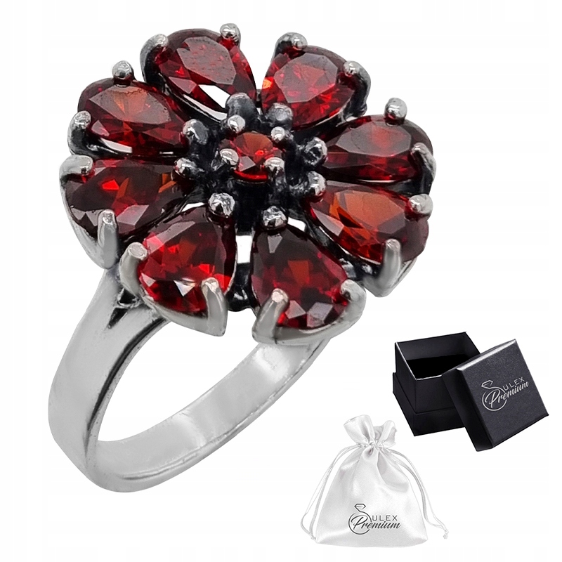 Prstýnek stříbro 925 Elegantní prsten s motivem granátového květu vel. 26