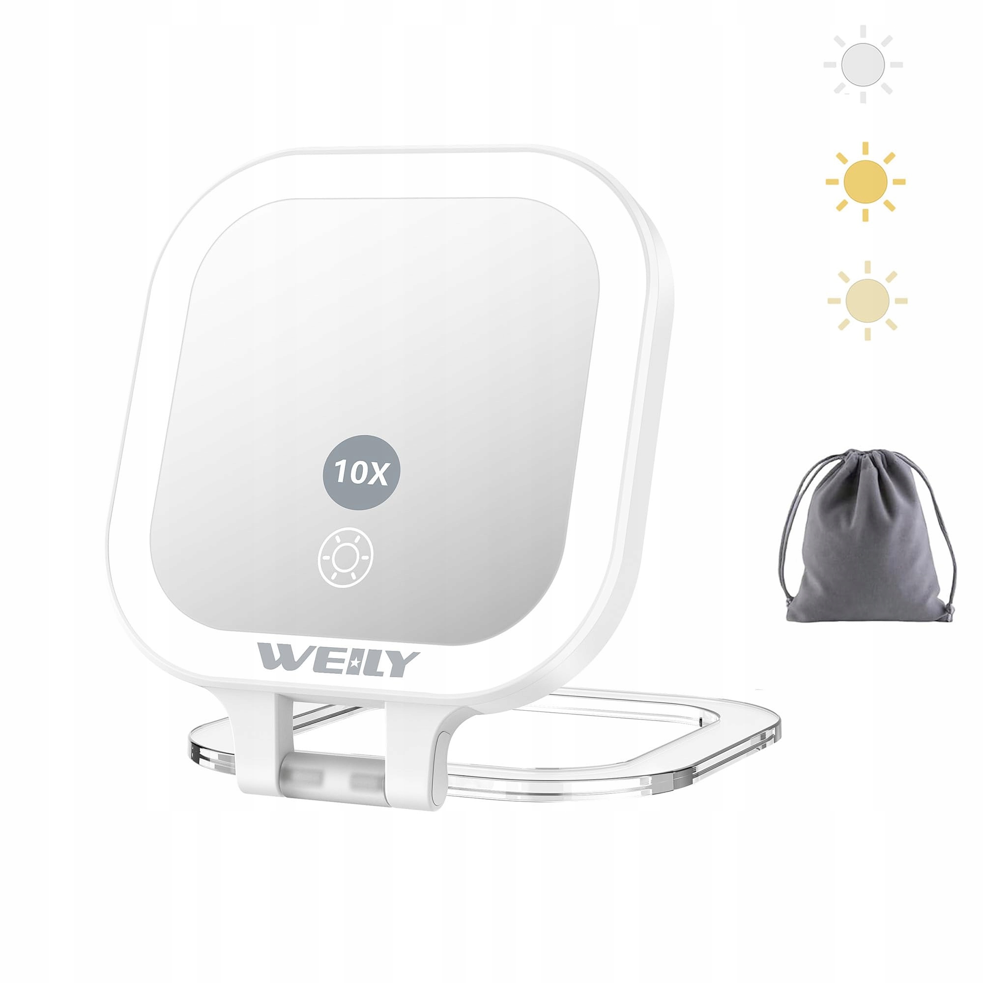 Weily Cestovní zrcátko oboustranné 10x Led dotykové nabíjecí do koupelny