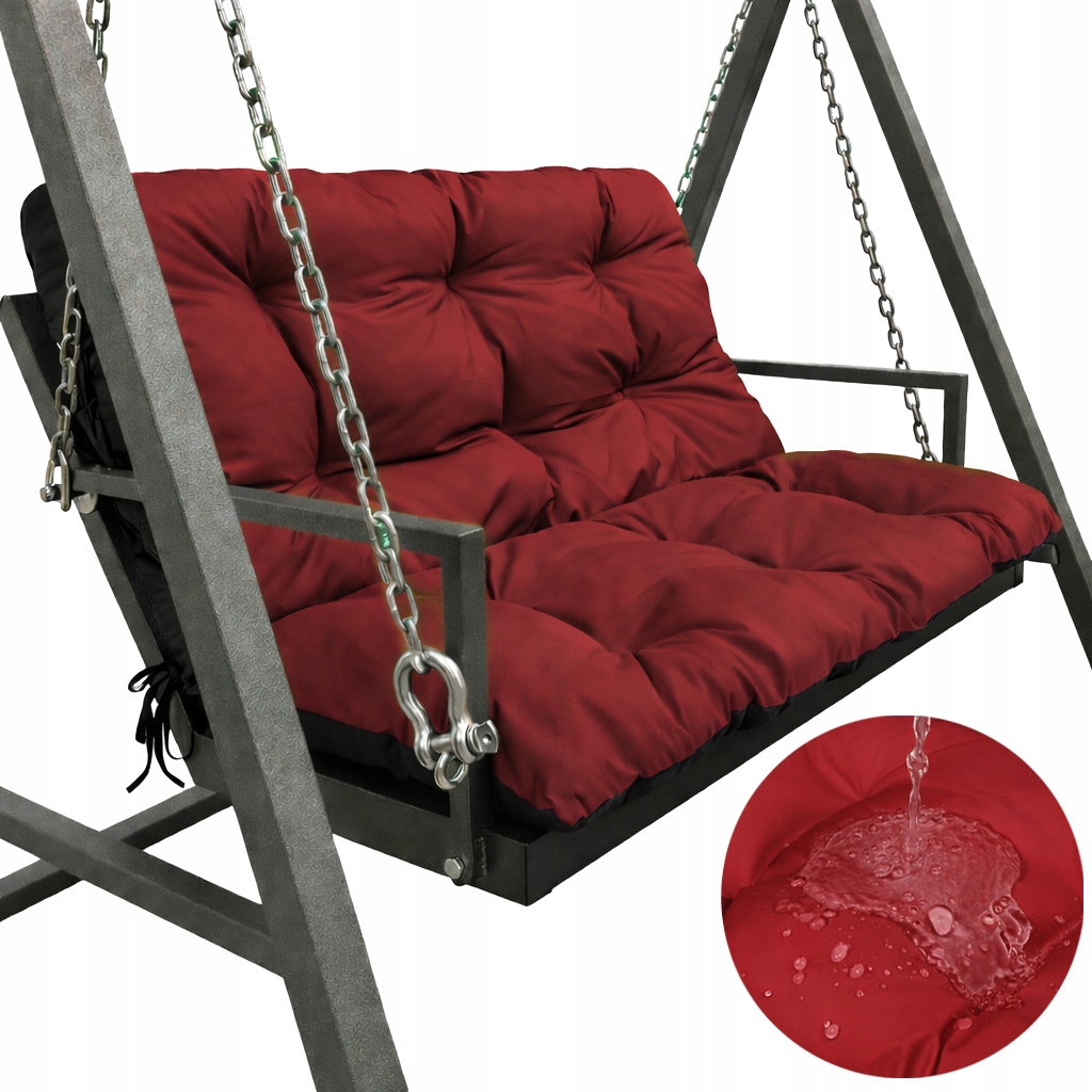 Polštář na zahradní houpačku nábytek Voděodolný 100x60x50 Bordo