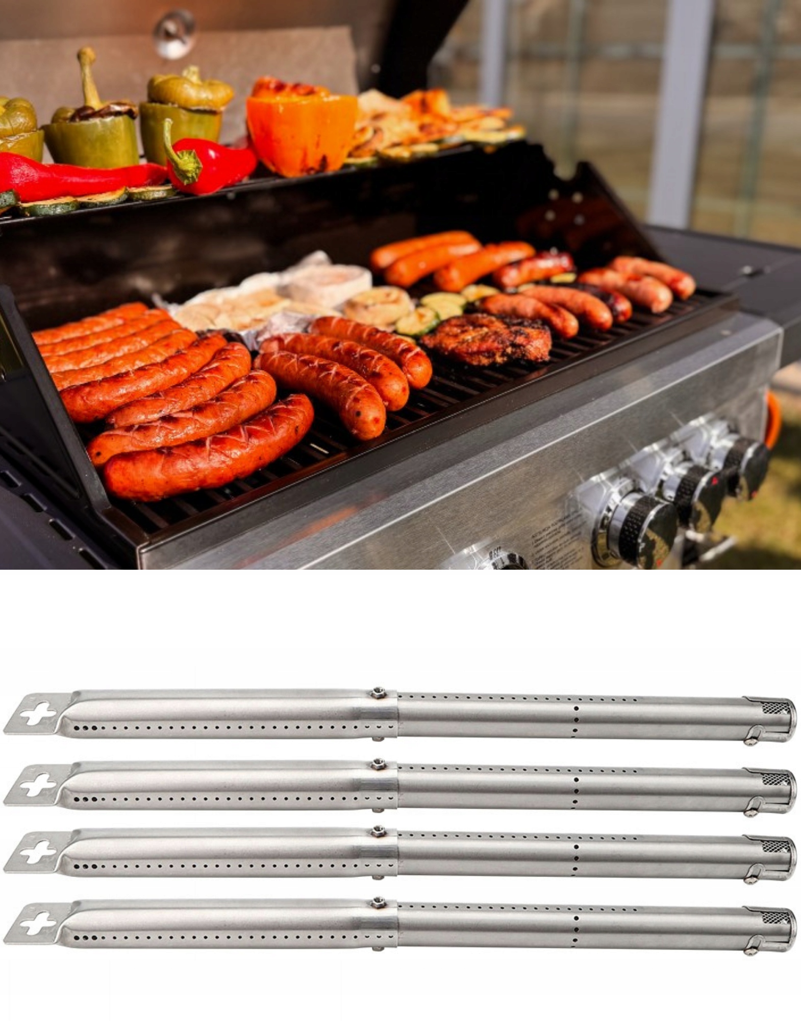 Palniki rurowe do grilla gazowego 30-45 cm RegMag – 4 sztuki