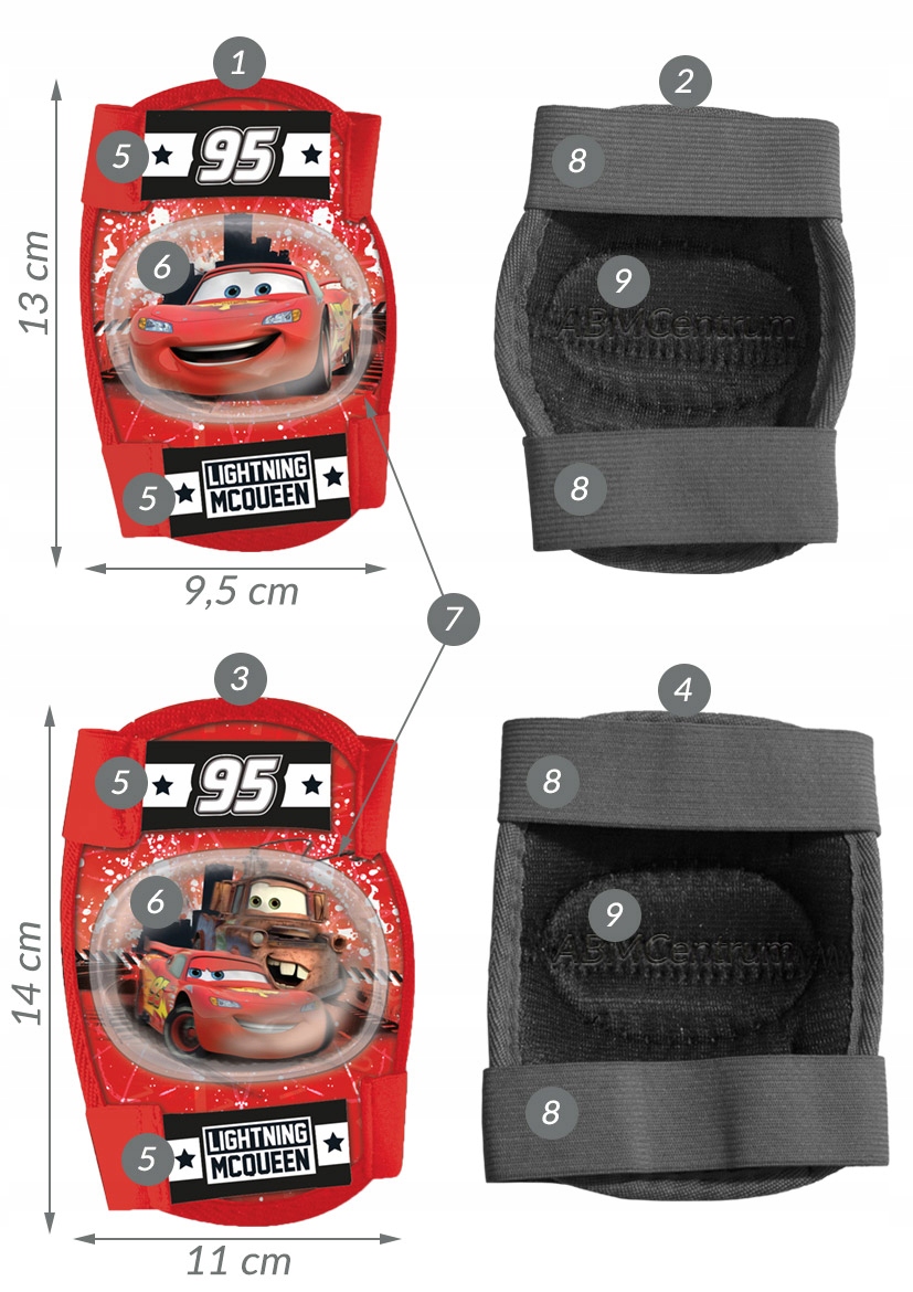 4x OCHRANIACZ NA KOLANA ŁOKCIE OSŁONA CARS AUTA Kod producenta ABMOCHRCARS