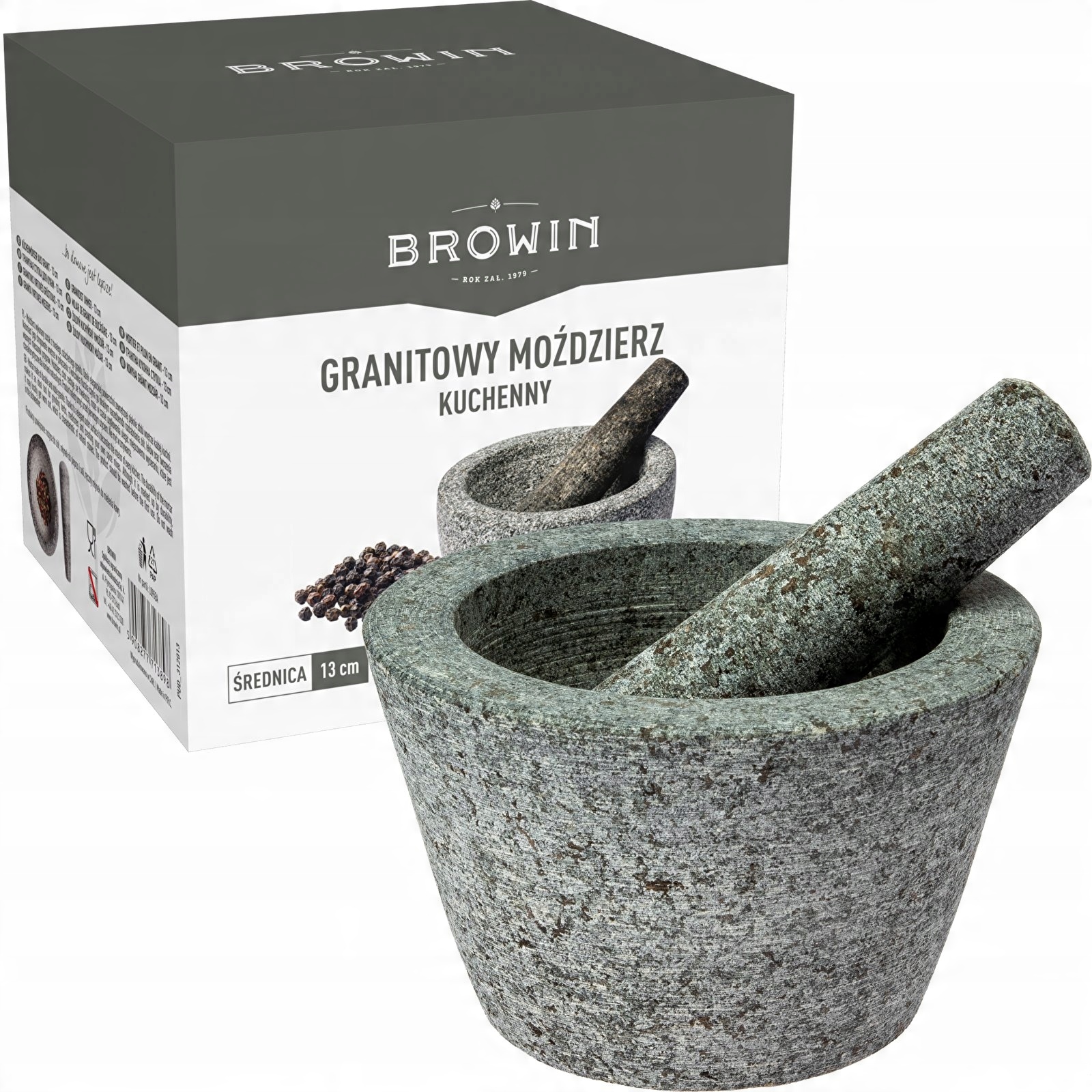 

Granitowy moździerz kuchenny z tłuczkiem 13cm