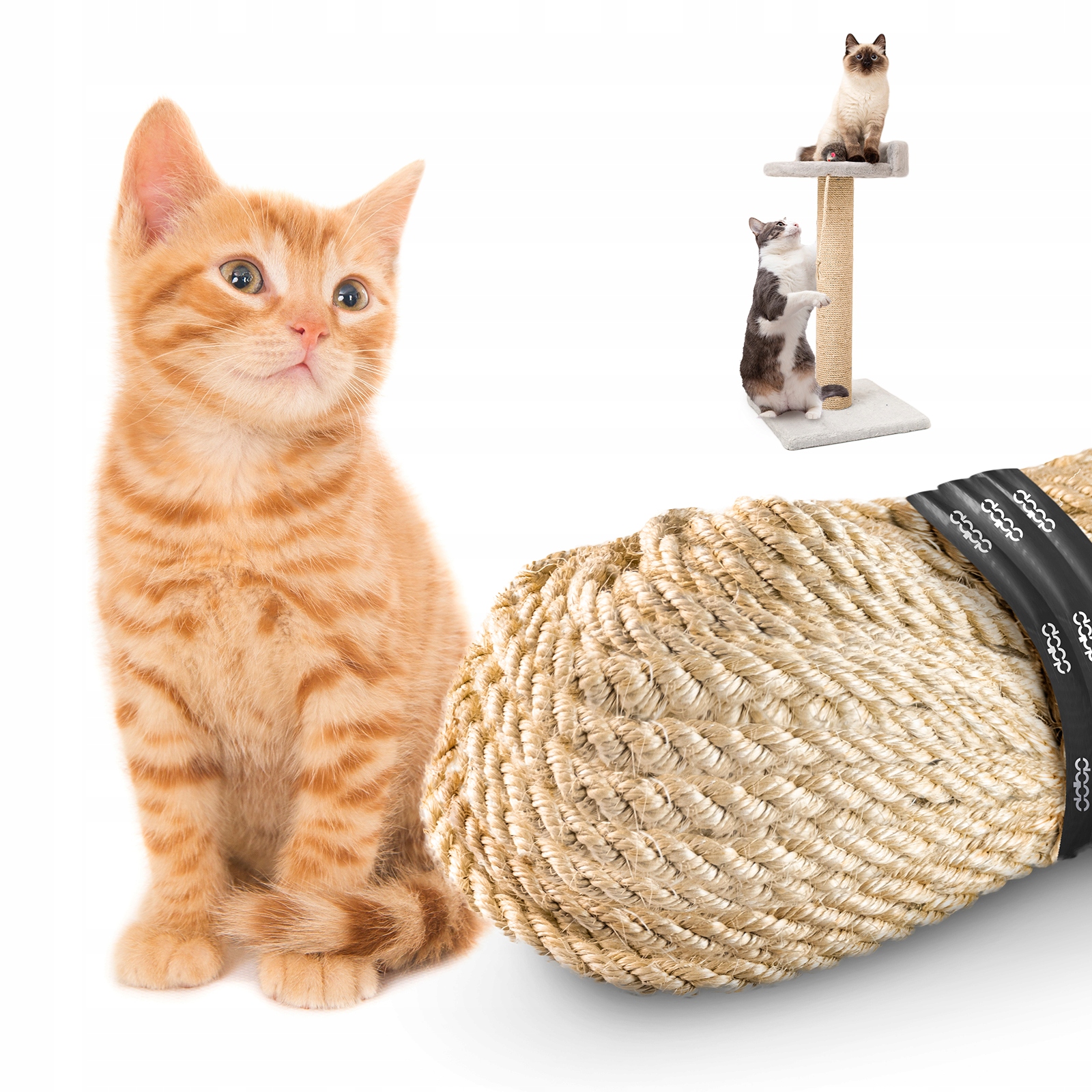 Sisalové lano 10 mm 35 m Šňůra na škrabadlo pro kočky, Diy hračky pro zvířata