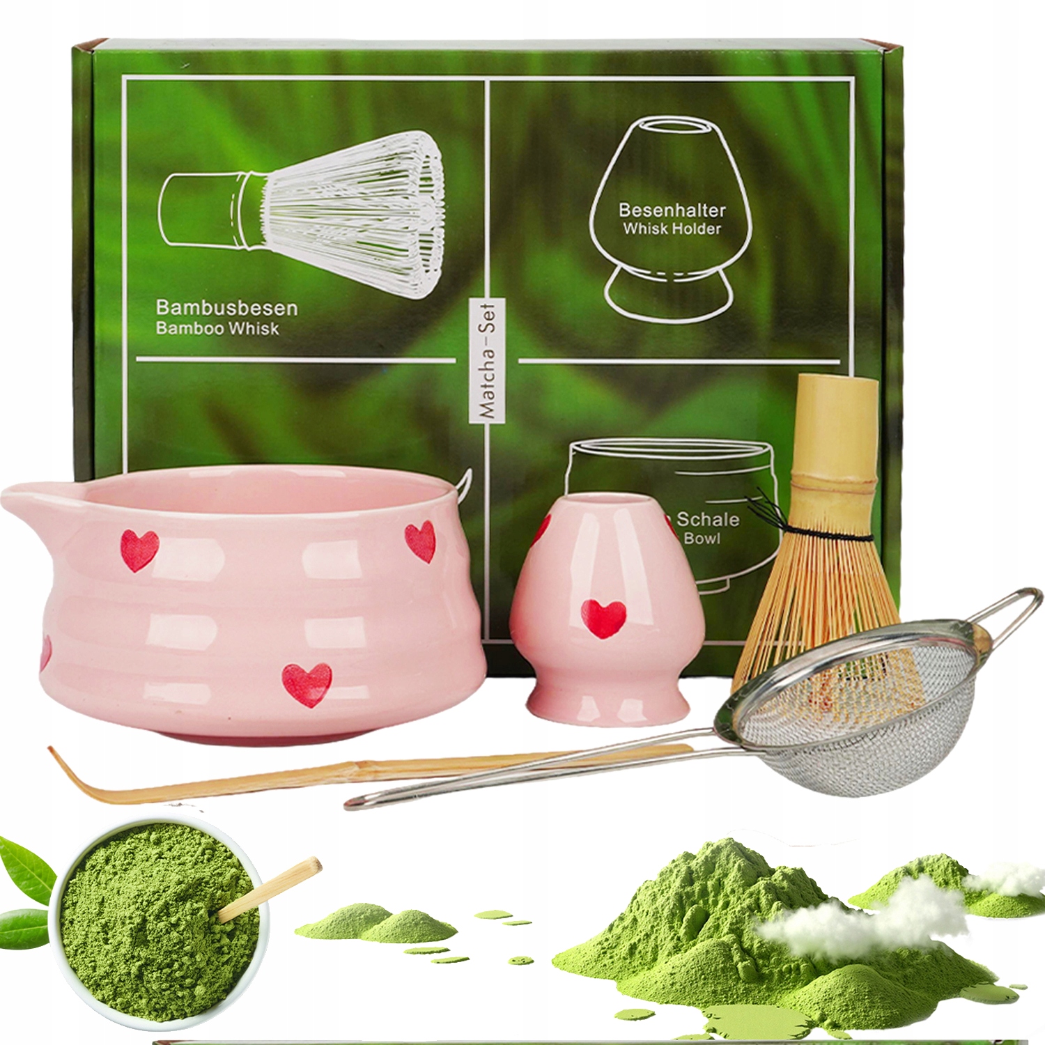 Levně Bambusová Sada Na Výrobu Matchy, Keramická Miska Vysoké Kvality, 5 Ks