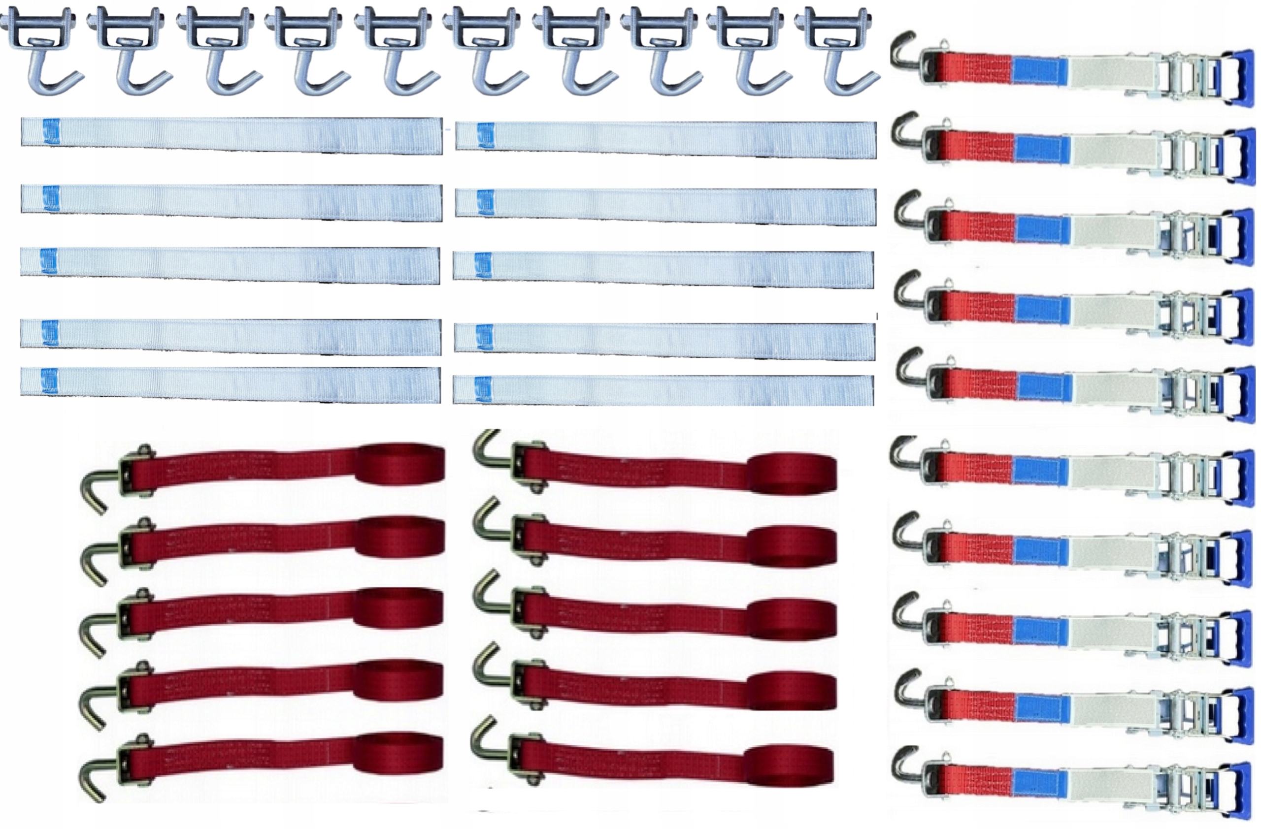 10 Přepravních pásů VDI 2700 Bi 8.1 pogumované otočné háky 3 m 35 mm