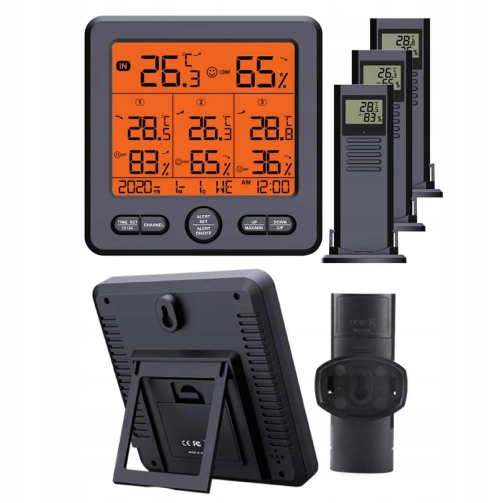 Domácí Meteorologická Stanice LCD Barometr Vlhkoměr Teploměr S 3 Senzory