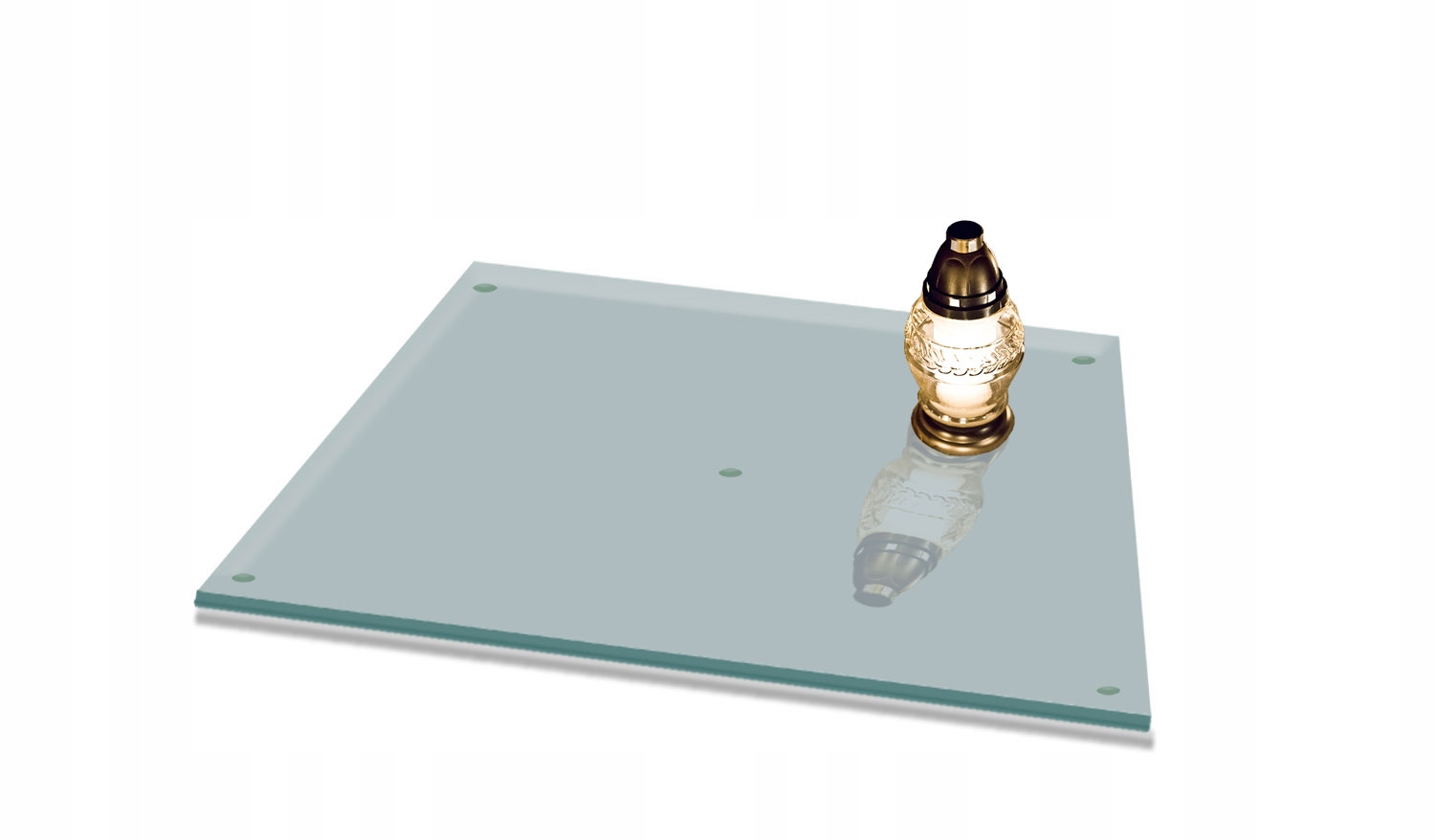 Skleněná Podložka Pod Hřbitovní Svíčka Květiny Kalená 60x52