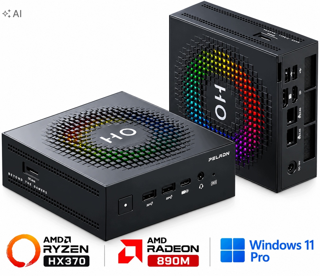Mini Pc Peladn Ryzen Ai 9 HX370 32GB LPDDR5X 1TB Ssd 890M Win11Pro OcuLink