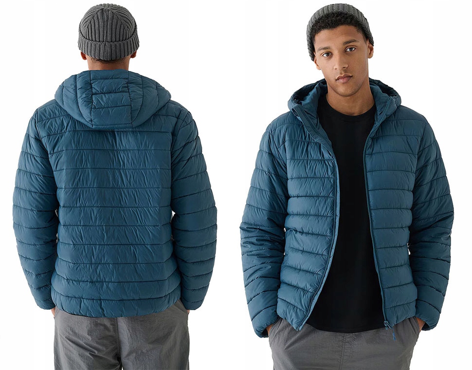 4F Pánská Prošívaná Péřová Bunda S Kapucí Podzim Zima vel. M