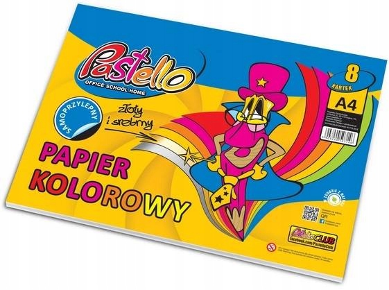 

Papier Kolorowy Samoprzylepny A4 8 Kartek Pastello