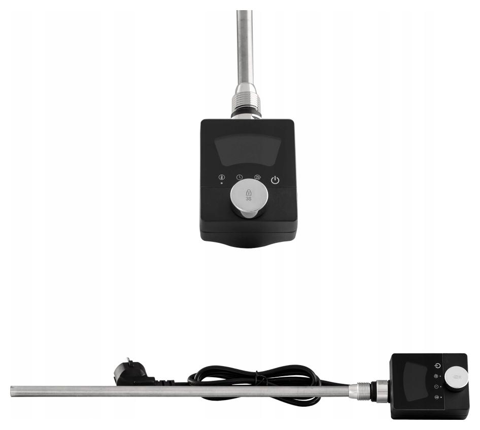 Elektrická Vykurovacia Tyč Push Do Kúpeľňového Radiátora, Oblá/štvorcová, 600W, Čierna