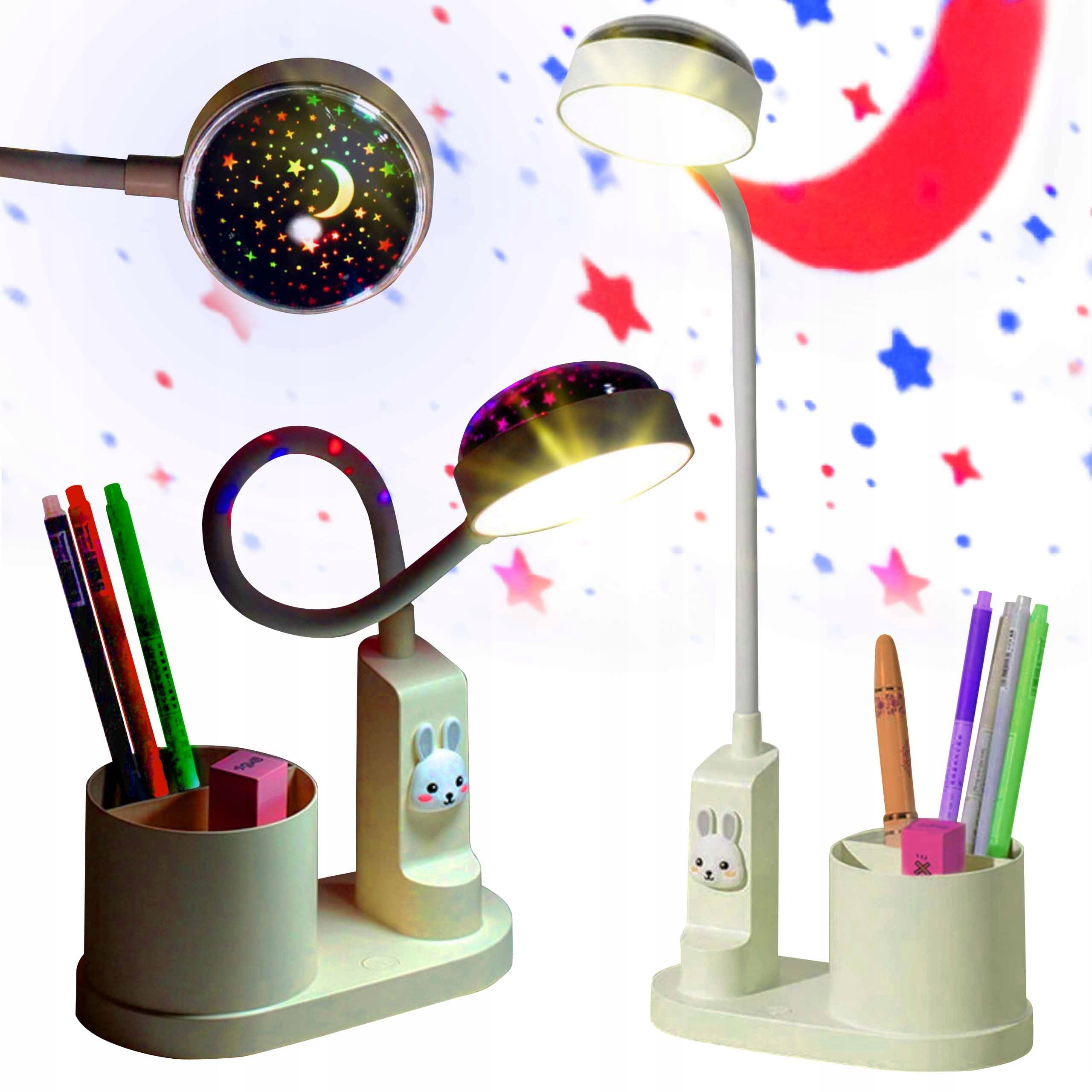 PROJEKTOR GWIAZD LAMPKA NOCNA LED LAMPKA BIURKOWA USB + ORGANIZER 3W1