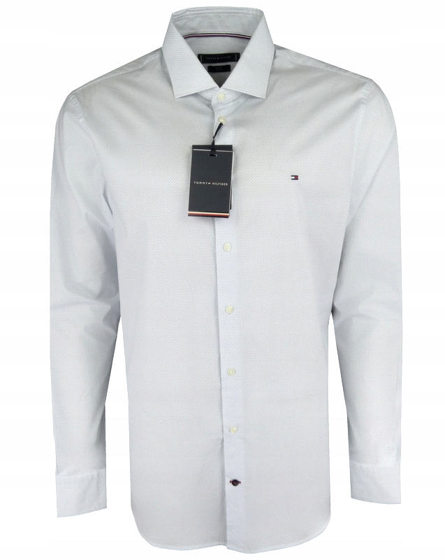 Tommy Hilfiger pánská košile, Slim, bílá, vzor, 44