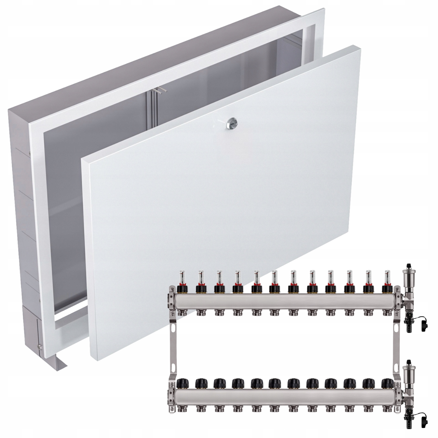 Nerezový Rozdělovač Podlahovky 12+ Podomítkový Box Bílý