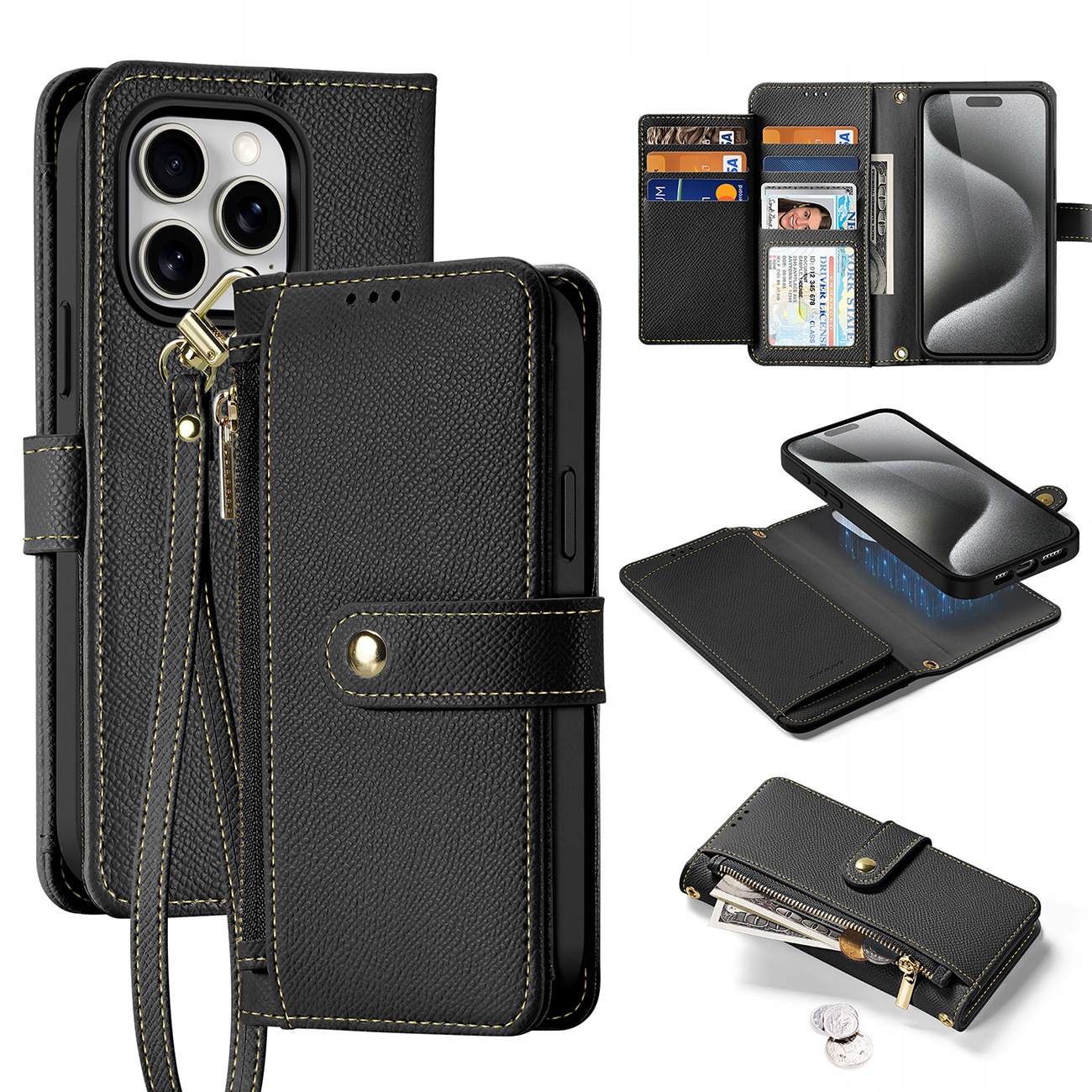 Etui skórzane Dux Ducis Lawa na iPhone 15 Pro Max czarne