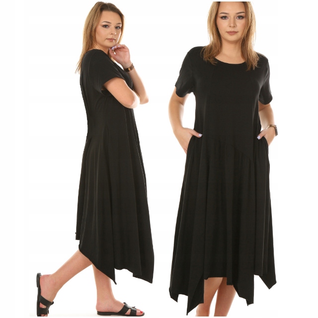 Moda Fresca F770 Maxi oversize Sukienka z asymetrycznym dołem