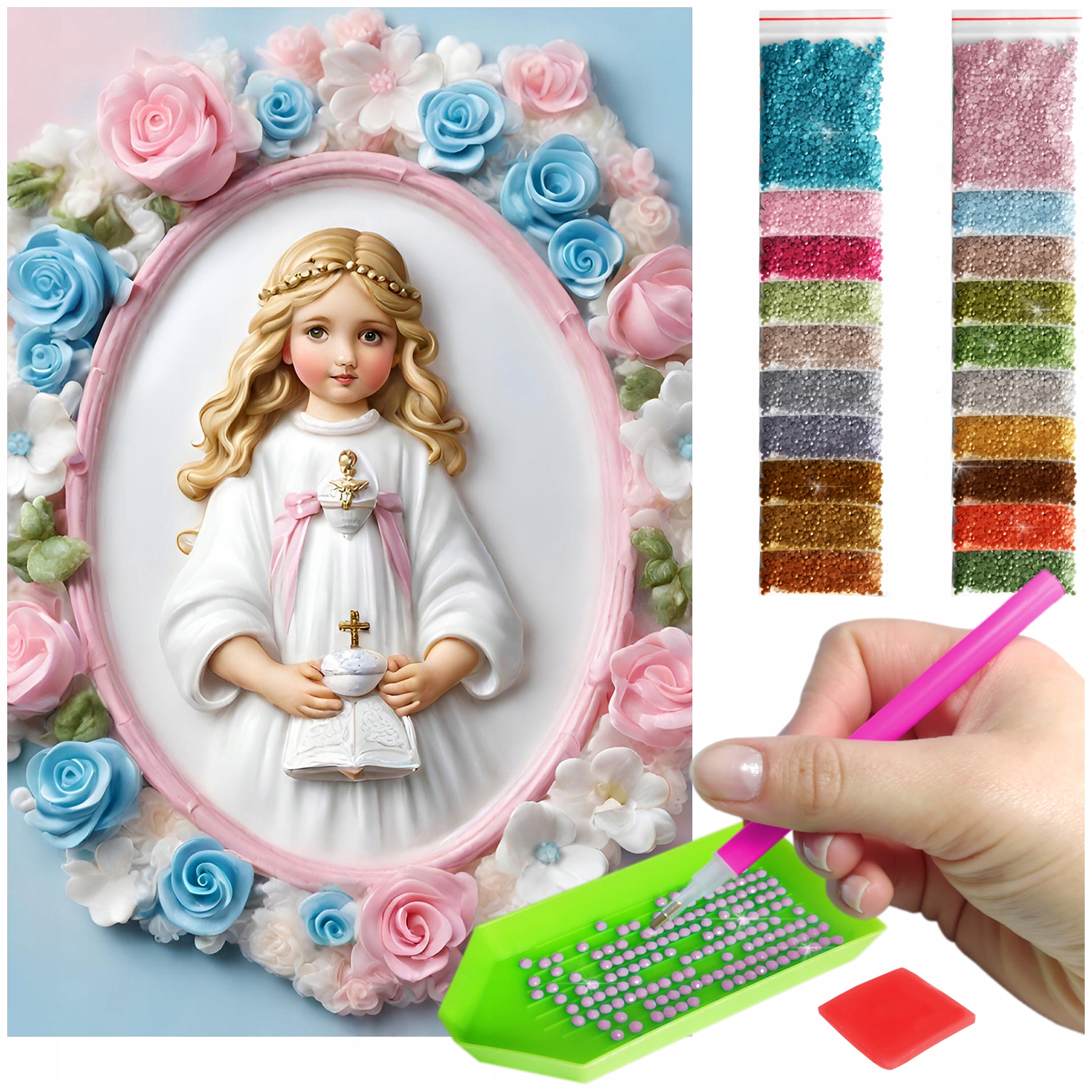 Výšivka Diamantová Diamond Painting mozaika malá holčička sada pro přijímání