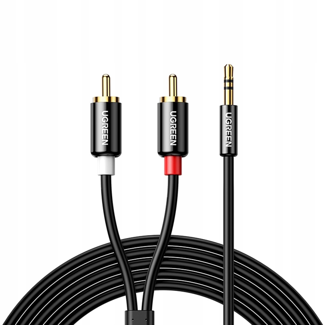 Kabel przewód audio 3.5 mm mini jack 2x Rca 5m czarny