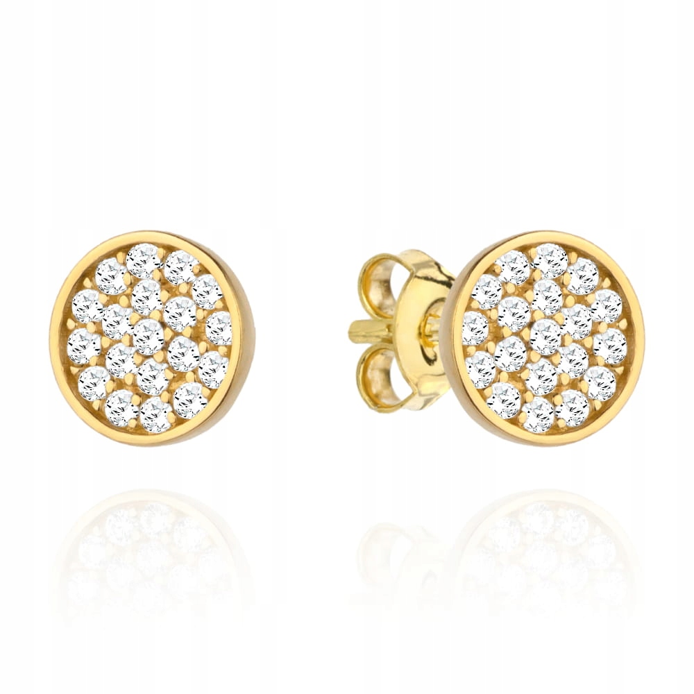 Malé kruhové Náušnice ze zlata 585 s bílými kubickými zirkony, velmi elegantní dárek