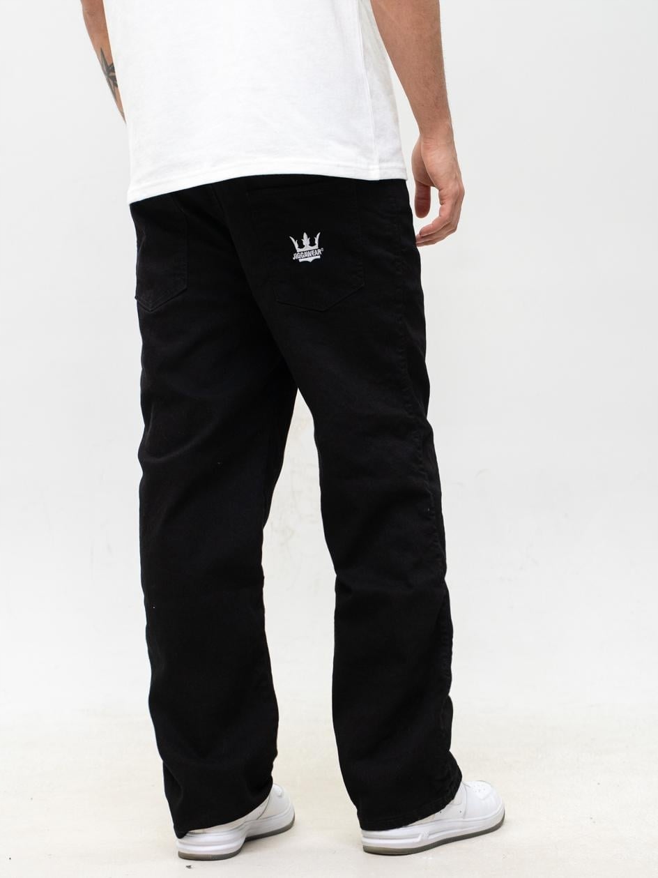 Pánské džínové kalhoty Baggy černé se zavazováním Jigga Wear Crown M