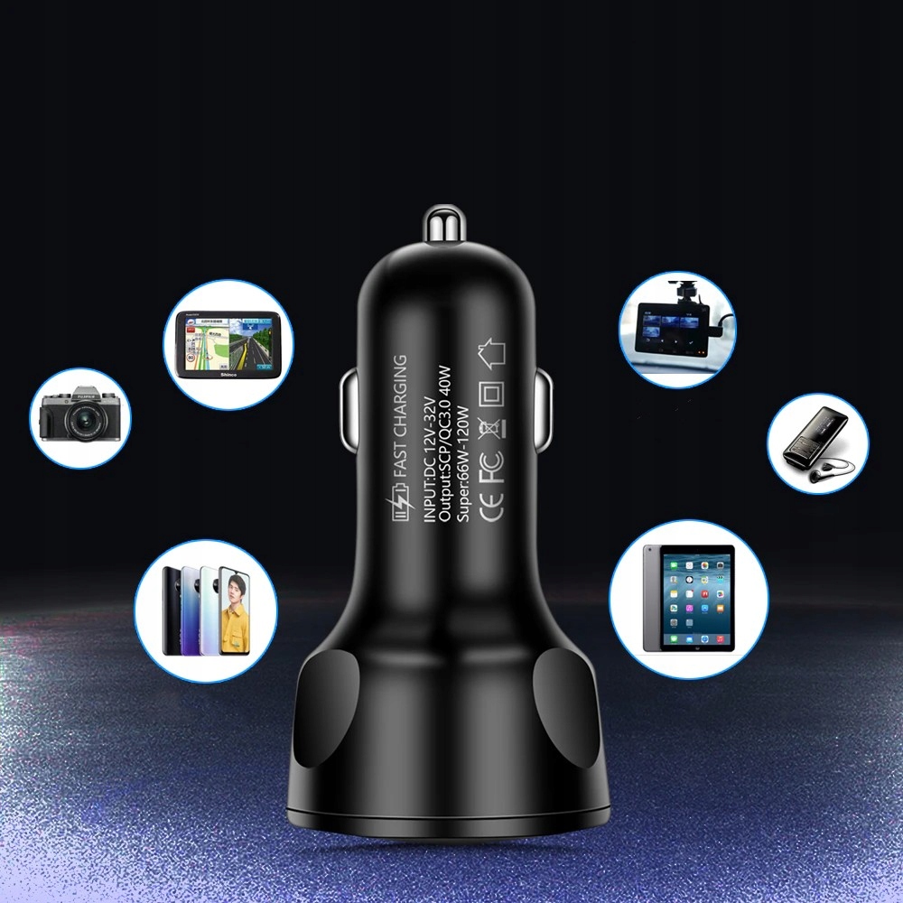 SZYBKA ŁADOWARKA SAMOCHODOWA 4x USB 66W Producent Maxlife