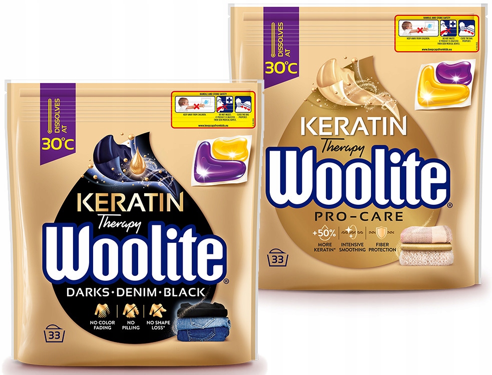 Levně Sada Woolite Kapsle na praní černé, barvy a bílé mix 33 kusů