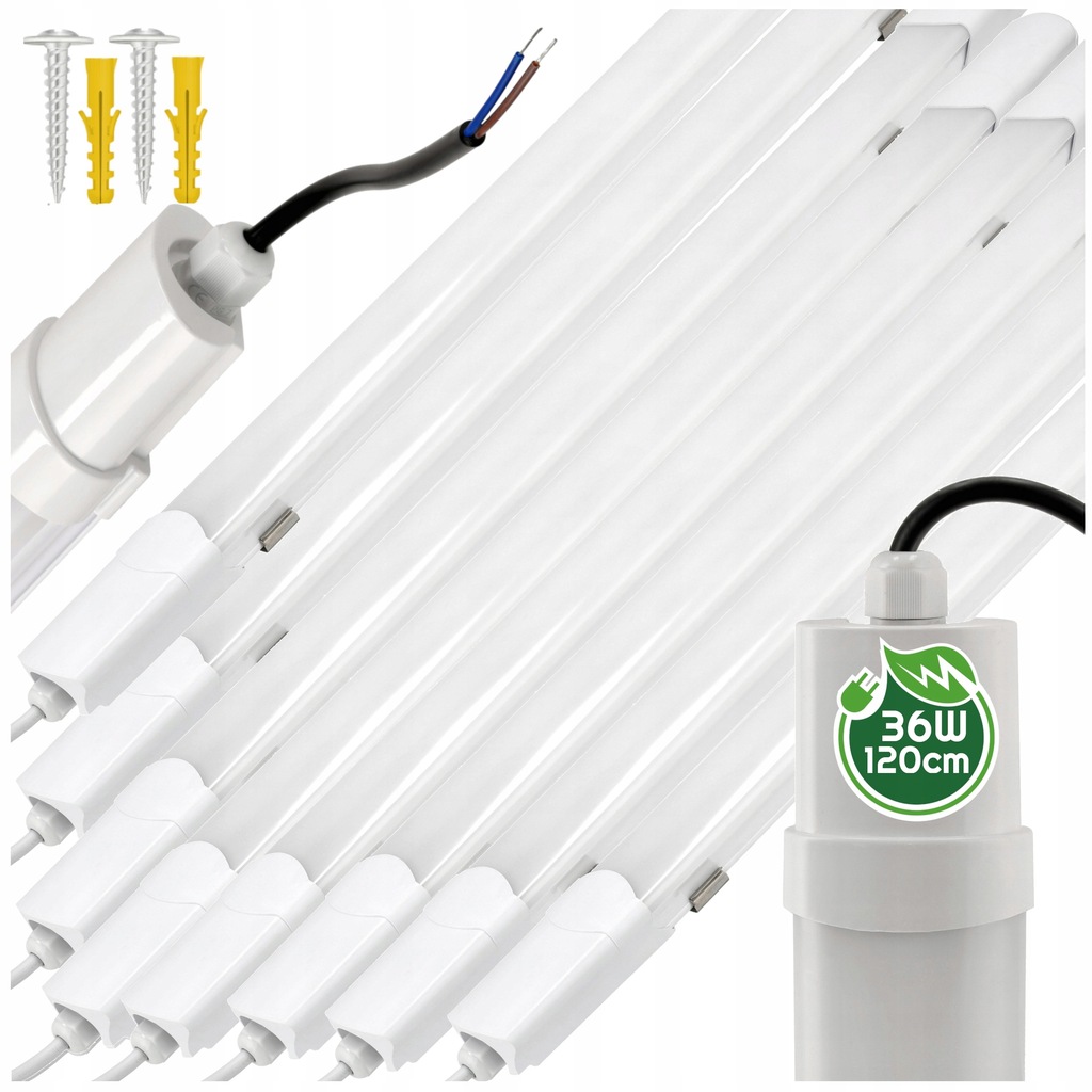 8 x Led osvetľovacia lampa 120 cm 36 W 3000 lm hermetická na garáž, sada