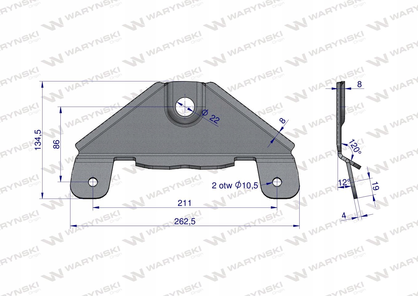 Trzymak noża kosiarka dyskowa Samasz KT Waryński Numer katalogowy części W-540032000