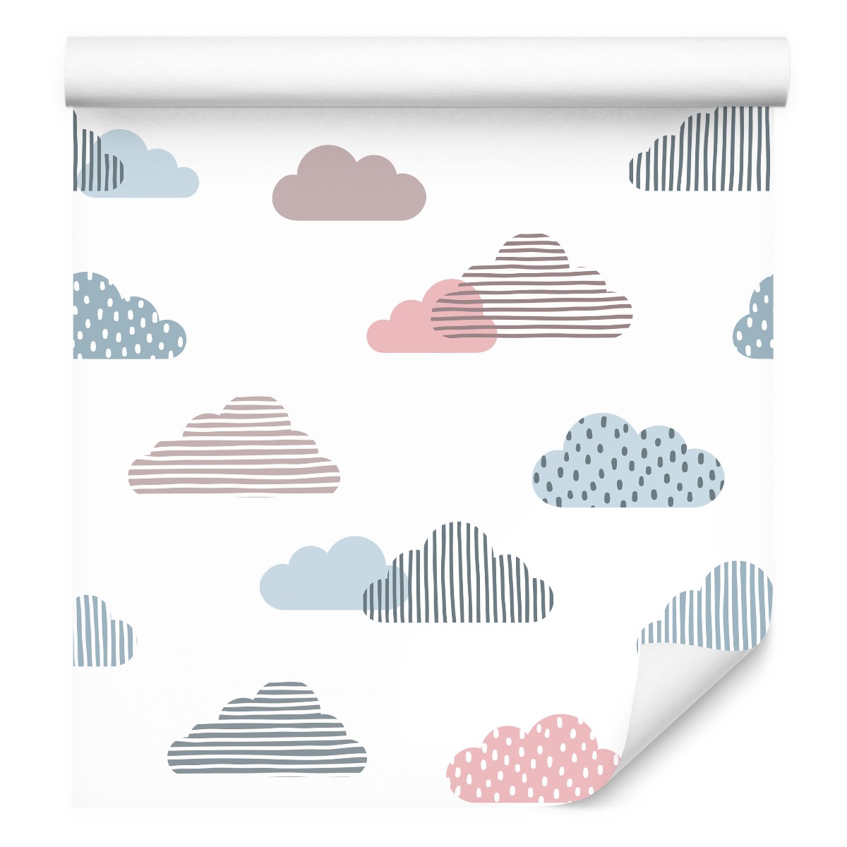 Tapeta pro děti barevné mraky pruhy tečky